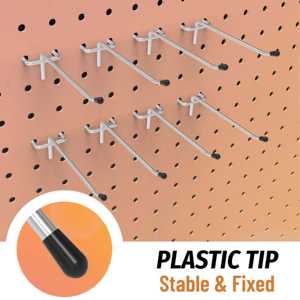 HUHOLE 50 Ganchos de Acero Inoxidable para Panel Perforado de 2 Pulgadas, Sin Perforaciones, Negro/Plateado/Rosa/Azul, Organizador de Ropa - Product Image 5