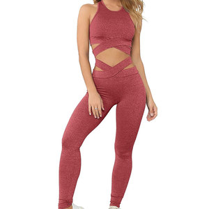 Conjunto deportivo personalizado de 2 piezas para mujer, ropa elástica para fitness, yoga, actividades al aire libre, ropa deportiva, ropa de entrenamiento. - Product Image 1