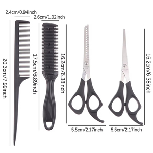 Ciseaux de coupe de cheveux professionnels de haute qualité avec ensemble de peignes, outils de coiffure multifonctionnels noirs pour usage domestique - Product Image 5