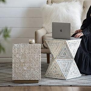 Mesa de Cajones con Incrustaciones de Hueso de ILAHI, Diseño Moderno con Detalles de Ágata, Almacenamiento de Tres Niveles, Mueble Portátil para el Hogar - Product Image 3