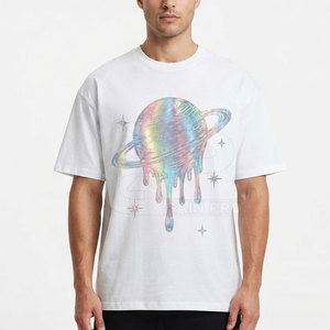 Camiseta de Lujo con Estampado Reflectante para Hombre, Camiseta de Algodón Premium de Manga Corta, Transpirable, Informal, Moderna, para Uso Diario - Product Image 3