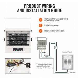 Riscaldatore Elettrico da Parete/Soffitto per Garage 7500W con Ventilatore Digitale, Telecomando e Protezione dal Surriscaldamento - Stile Mini con Spina USA - Product Image 6