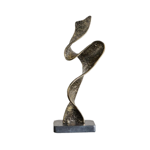 <b>Table</b> Metal Aluminum Decorative Waves Sculpture With Silver Finishing and Marble Base Customized Sculpture for Home Decor - Product Image 1
