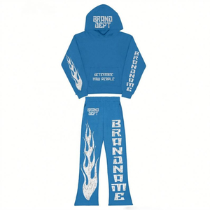 Ensemble sweat-shirt et pantalon de survêtement évasé vintage streetwear, patchwork personnalisé, haute qualité - Product Image 2