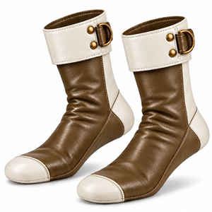 Chaussettes en cuir personnalisées Khuff pour hommes, chaussures islamiques traditionnelles mi-mollet avec boucle décorative et production sous marque privée - Product Image 4