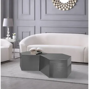 Ensemble de tables basses en métal géométrique moderne, design minimaliste, meubles de salon, pièce d'appoint décorative d'intérieur - Product Image 4