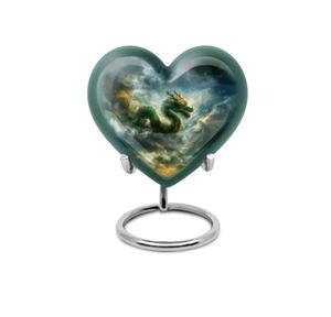 Urne funéraire miniature décorative en métal bleu en forme de cœur, pour cendres humaines d'adulte, avec motif de voiture de course sur la plage. - Product Image 5