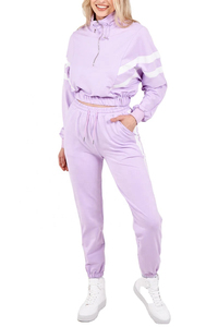 Women Windbreaker Lightweight Tracksuit Lightweight 100% Polyester Outfits <b>Zip</b> <b>Up</b> Nylon <b>Cropped</b> Jacket And Jogger Set For Women - Product Image 2