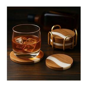 Sous-verre en bois naturel et résine, design classique unique et luxueux, boîte de présentation, support, tapis de service de 10 mm pour la maison, l'hôtel, la table de restaurant, vente en gros - Product Image 5