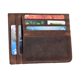 Mens Genuine Leather <b>Wallet</b> Slim Bifold Credit Card Holder Multi Slot <b>RFID</b> <b>Blocking</b> Minimalist Pocket Organizer Brown Daily Use - Product Image 1