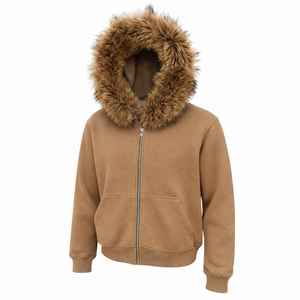 Sudadera con Capucha Unisex de Forro Polar para Invierno, Color Sólido, Manga Larga, con Capucha de Piel Sintética, Sudadera con Cierre y Capucha de Piel Sintética, Muy Elegante - Product Image 3