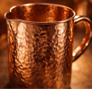 Ensemble de carafes en cuivre pour le stockage de l'eau, style traditionnel, ensemble métallique avec verres, durable, réutilisable, vaisselle de cuisine et de salle à manger. - Product Image 3