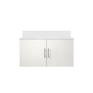 Blanc brillant 36 pouces W X 22 In. Meubles-lavabos de salle de bain D Bath avec dessus en marbre cultivé - Product Image 1