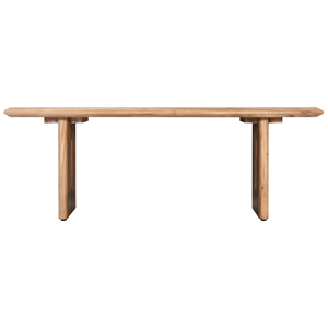 Table à manger en bois d'acacia massif avec bords incurvés, finition naturelle marron moderne, plateau rectangulaire, table à manger pour la maison et la cuisine - Product Image 2