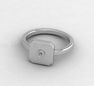 14K Gold Filled 925 Silver 10mm Octagon <b>Cushion</b> Signet <b>Ring</b> with CZ Diamond Custom Engravable Geometric Fine Jewelry For Women - Product Image 3