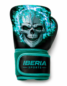 Guantes de Boxeo Negros Premium IBERIA con Estampado de Calavera, Guantes de Entrenamiento de Cuero PU, Logotipo Personalizado OEM, Equipo Deportivo al por Mayor - Product Image 2