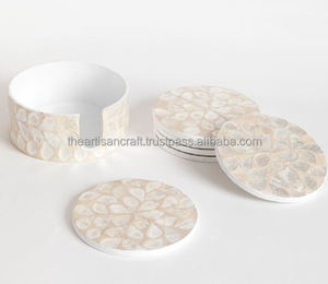 Posavasos elegantes de nácar, juego de 6 posavasos decorativos hechos a mano para mesa de centro, hogar, cocina y comedor, uso - Product Image 1
