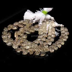 Cuentas de cuarzo limón natural talladas en forma de hoja de 10-11 mm, cuentas de piedras preciosas de cuarzo limón talladas a mano en forma de hoja, cuentas sueltas para la fabricación de joyería. - Product Image 4