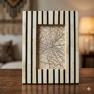 Pin Stripe Buffalo Bone Handmade Trendy Durable Photo <b>Frame</b> with Letterpress Printing <b>5x7</b> Size - Product Image 1
