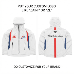 120 GSM Polyester Ripstop Windbreaker Hooded Jacket Beige Brown Contrast Panel Custom Logo OEM ODM - Product Image 2