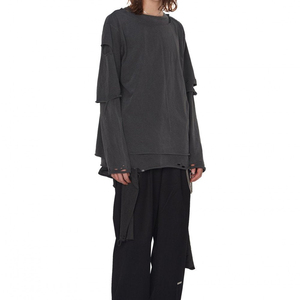 Camiseta de mujer personalizada de doble capa 2 en 1, manga larga, informal, de algodón, estilo oversize, proveedor de camisetas para mujer - Product Image 6