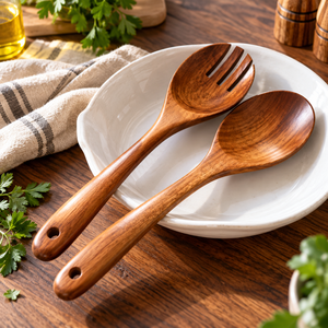 Cuchara de Servir de Madera Artesanal Ecológica y Duradera con Acabado de Grano de Madera Natural Antideslizante, Logotipo Personalizado, Venta al por Mayor OEM/ODM - Product Image 1