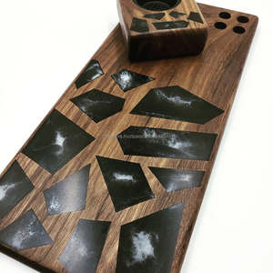 Charme céleste arabe Bakhoor brûleur ensemble résine moderne époxy et bois Design porte-encens parfum de maison Ramadan & Eid cadeaux - Product Image 1