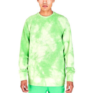 Sudadera de Cuello Redondo con Estampado Tie-Dye para Hombre, Corte Holgado, Tejido de Punto, Verde, Estilo Casual de Verano - Product Image 1