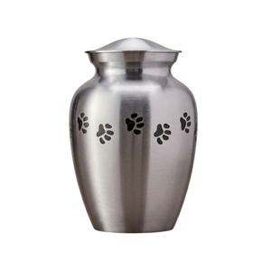 Urna Funeraria Premium para Mascotas de Latón Sólido, Acabado en Estaño Pulido, Grabado con Huellas Doradas, Contenedor para Cenizas - Product Image 5