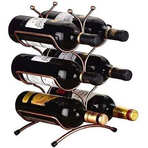 Porte-bouteilles empilable moderne en métal pour comptoir, support de rangement et présentoir de 8 bouteilles sur pied pour la maison et la cuisine - Product Image 2