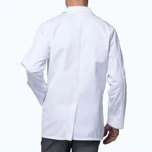 Men's White Lab Coat Cotton Polyester Woven Hospital Uniform with <b>Back</b> Closure - Product Image 1