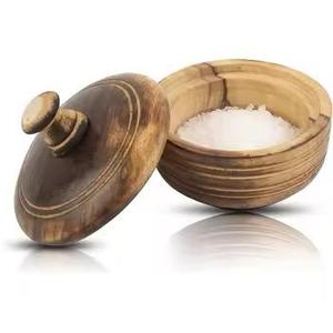 HASAN CRAFT Eco-Friendly Natural Wooden <b>Spice</b> <b>Box</b> & Salt Cellar with Lid Sugar Bowl & Pepper Seasoning - Product Image 1