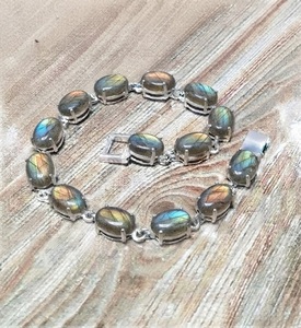 Bracelet en pierre précieuse labradorite naturelle, argent sterling 925, bijoux faits à la main, vente en gros - Product Image 3