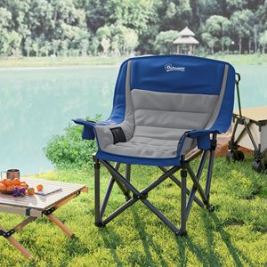 Sedia da Campeggio Imbottita per Adulti Grigio Chiaro, Pieghevole e Portatile con Tasche Laterali, Portabicchieri e Borsa per il Trasporto - Product Image 6