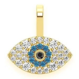 Wholesale Custom Eye Symbol <b>Pendant</b> Necklace Cool Natural Diamond 10K <b>Solid</b> Yellow <b>Gold</b> Classic Style As a Trendy VVS Charm Gift - Product Image 1