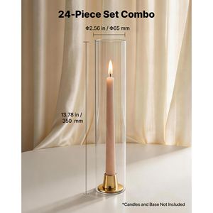 Confezione da 24 Coperture per Candele in Vetro Borosilicato Trasparente 2,56 x 13,78 Pollici - Product Image 3