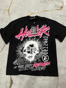T-shirt Hell Star pour homme, streetwear oversize, haute qualité, 100% coton, t-shirt graphique unisexe, hauts décontractés, vente en gros, commande en gros, faible MOQ - Product Image 2
