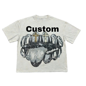 Nueva Camiseta de Hombre Estilo Hip-Hop Vintage, Oversize, con Estampado Gráfico DTG, Cuello Redondo, Estilo Urbano, Personalizable, para Verano - Product Image 1