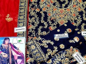 2021 vente chaude lourd brodé blanc formel en mousseline de soie robe de mariée Viscose soie rayonne Salwar Kameez - Product Image 3