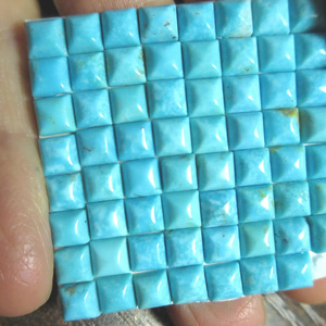 Turquoise naturelle de qualité supérieure, taille carrée, cabochon 8x8 mm, pierre précieuse en vrac pour bijoux fins - Product Image 4
