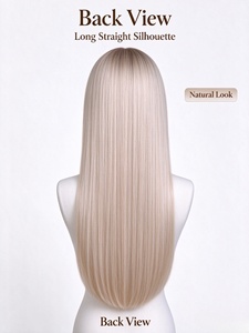 Peluca de Cabello Humano Largo y Liso de Lujo en Rubio Claro para Mujer - Product Image 5