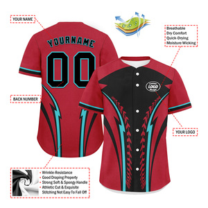 เสื้อเบสบอลแขนสั้นพิมพ์ลายธงชาติสำหรับผู้ชาย ผลิตแบบ OEM รองรับการขายส่ง ผลิตจากโพลีเอสเตอร์ 100% ป้องกันแบคทีเรีย แห้งเร็ว - Product Image 5