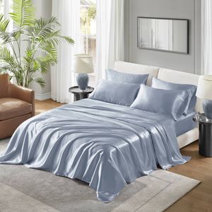 Set di Lenzuola in Raso di Lusso per Letto Singolo Include Lenzuolo e Federa - Product Image 1