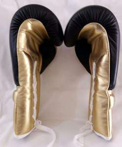 Nouveaux gants de boxe sur mesure, design personnalisé, or noir et or métallisé, gants de boxe professionnels, 100% cuir véritable - Product Image 4