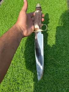 Couteau de chasse Bowie de haute qualité en acier inoxydable Stigma, manche en bois, étui en cuir, lame à pointe fixe, couteau d'extérieur - Product Image 3