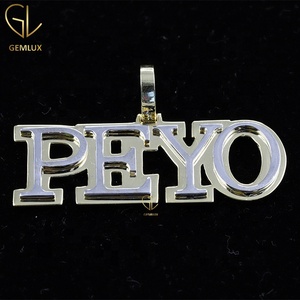 Pendentif Hiphop lettre bicolore en argent 925 personnalisé, pendentif Hip Hop lettre plaqué or personnalisé, pendentif lettre bicolore personnalisé - Product Image 1