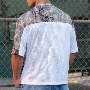 Wholesale 100% <b>Polyester</b> Lightweight Sublim Mesh Boxy <b>Tshirts</b> Double-zero Number Printing Camo Oversized Football Jersey - Product Image 2