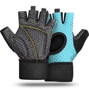 <b>Half</b> Finger Gym Fitness Gloves Breathable Non <b>Slip</b> Silicon Printing Grip Material Adjustable Wrist Strap Weight Lifting Gloves - Product Image 5