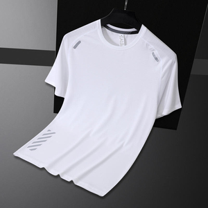 Camiseta Deportiva de Manga Corta con Cuello Redondo para Hombre, de Secado Rápido, Color Sólido, Corte Regular, Tejido de Poliéster - Product Image 2