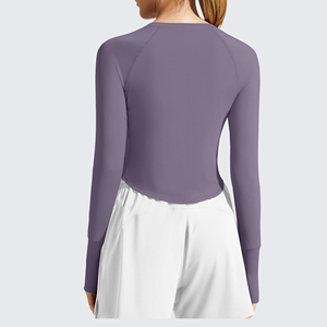 Haut de yoga pour femme avec logo personnalisé, haute qualité, séchage rapide, vêtements de yoga printemps-été, hauts de fitness, course à pied, manches courtes - Product Image 6